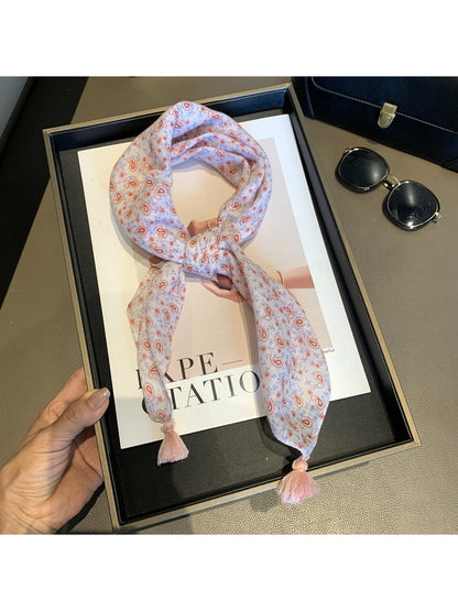 Scarvii - Decorative Paisley Print Tassel Square Scarf