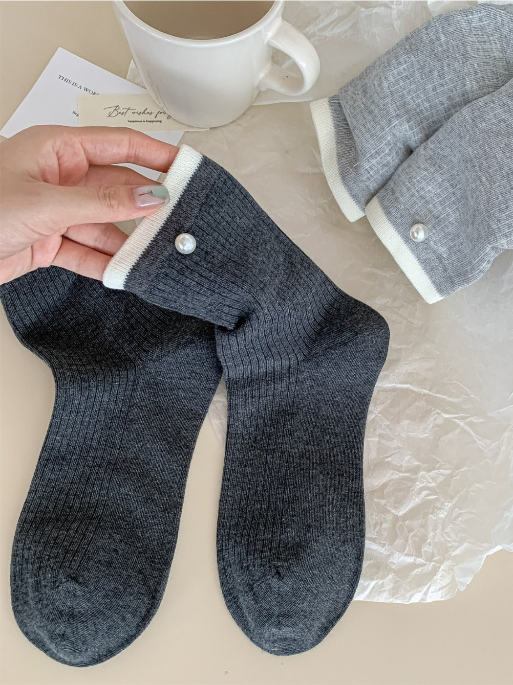 Rufia – Color-Block Striped Mid-Calf Socks