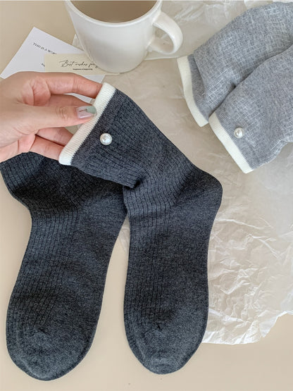 Rufia – Color-Block Striped Mid-Calf Socks