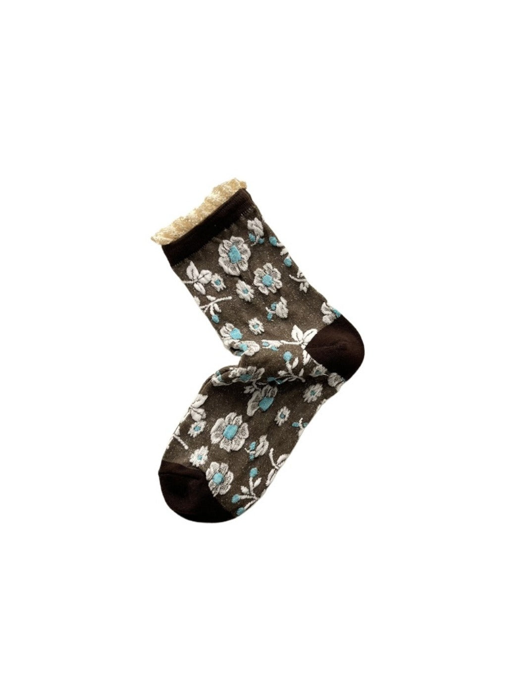 Rufia - Vintage Flower Mid-Calf Socks - Elegant & Chic
