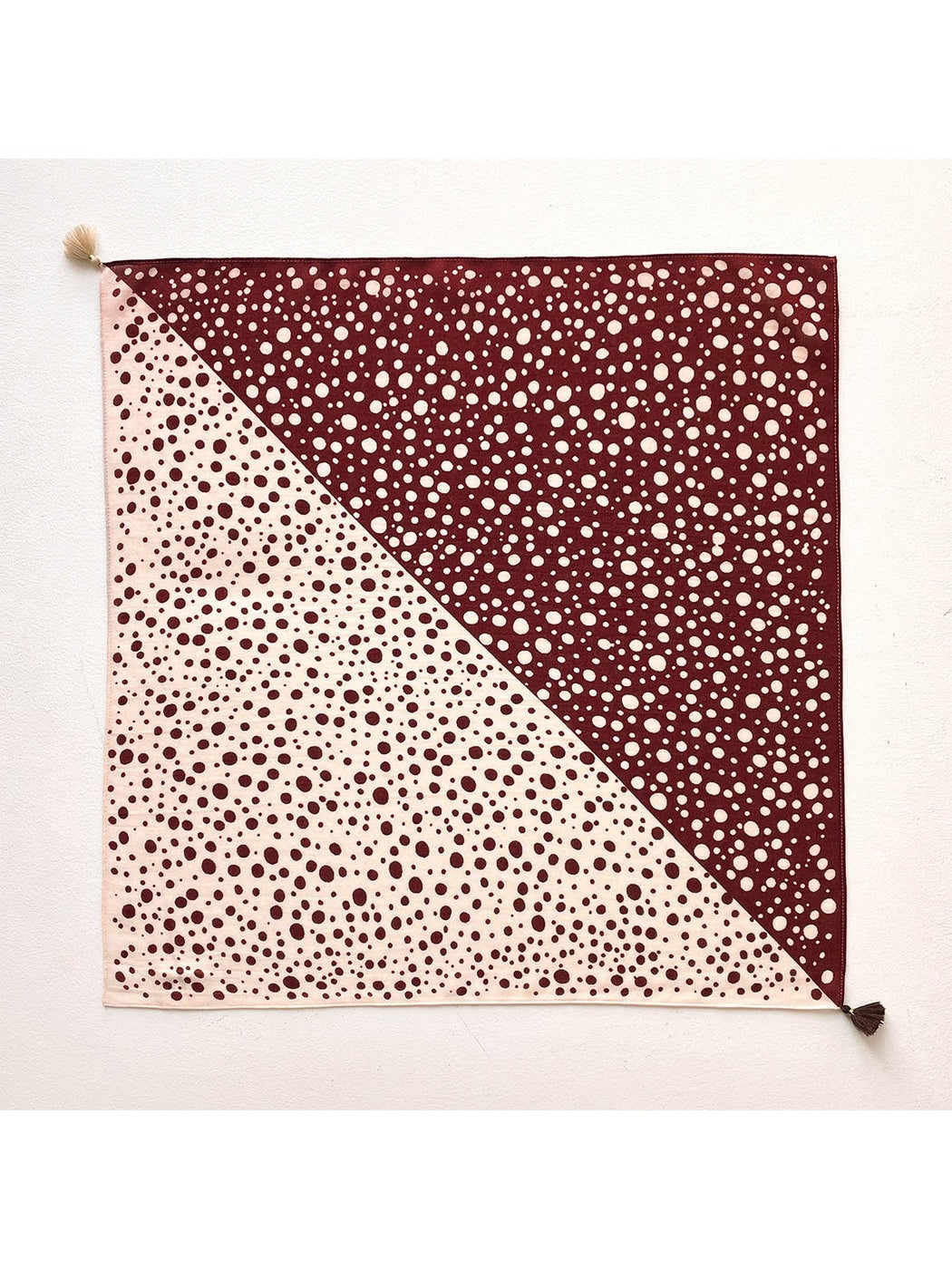 Scarvii - Diagonal Split Polka Dot Print Square Scarf