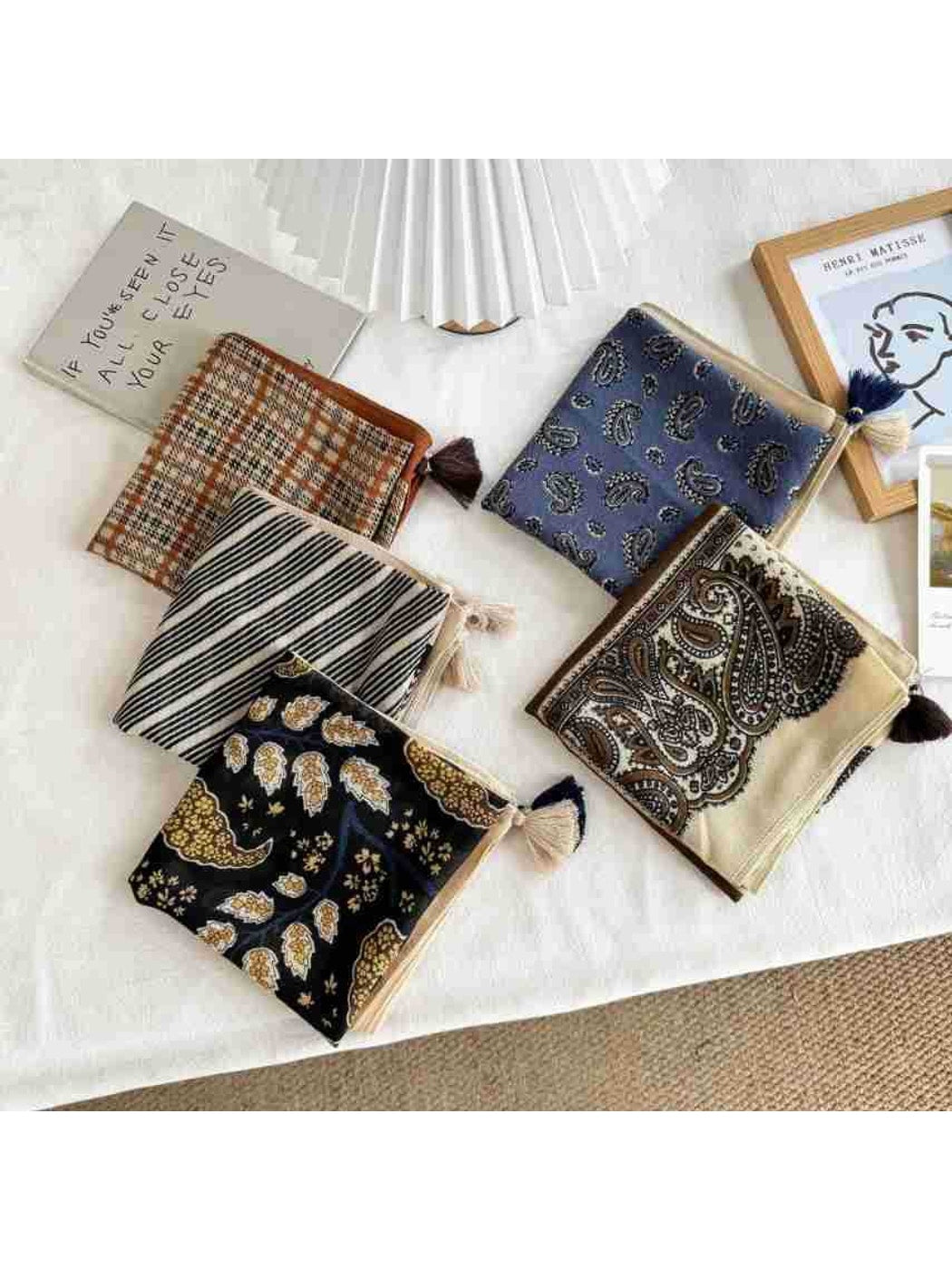 Scarvii - Patterned Simple Style Square Scarf
