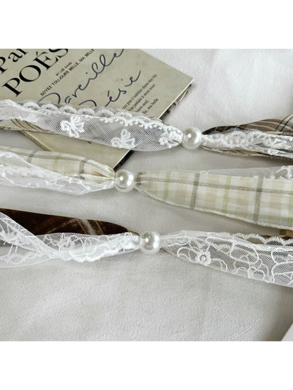 Scarvii - Muted Checked Lace Fashion Scarf