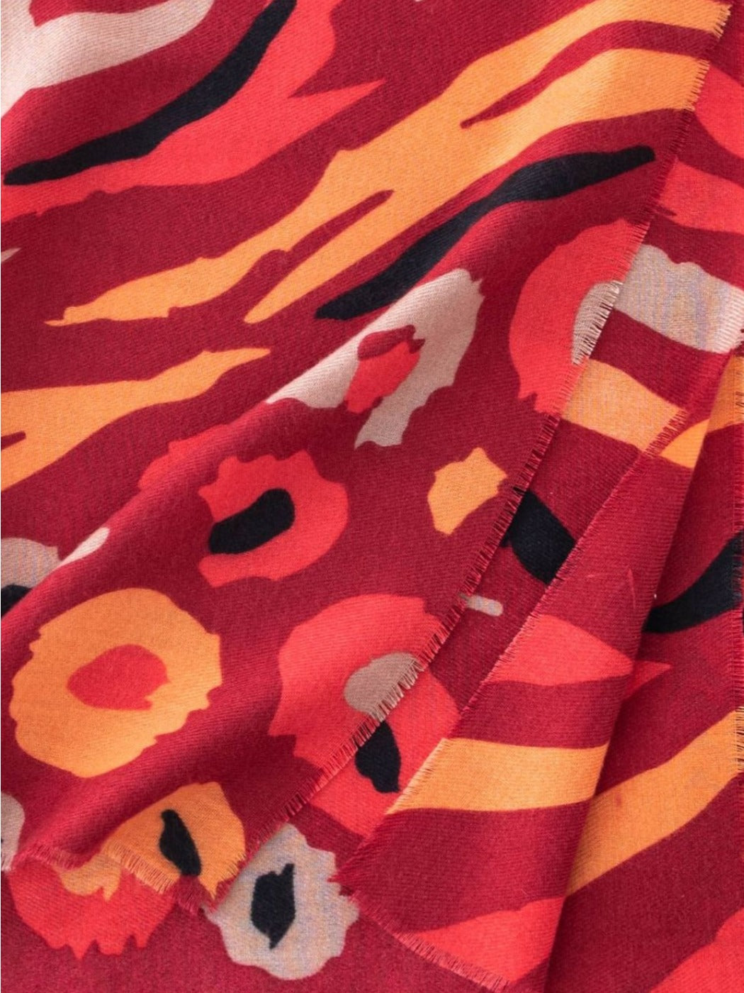 Scarvii - Red & Orange Floral Print Scarf Shawl