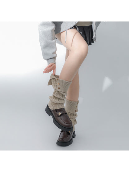 Cozyra - Button Cuff Knit Mid-Calf Leg Warmers