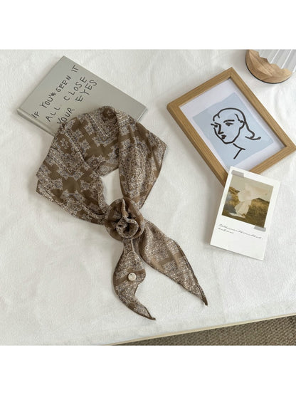 Scarvii - Vintage Style Floral Print Neck Scarf