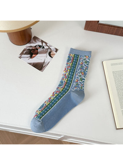 Rufia - Textured Floral Ribbon Socks