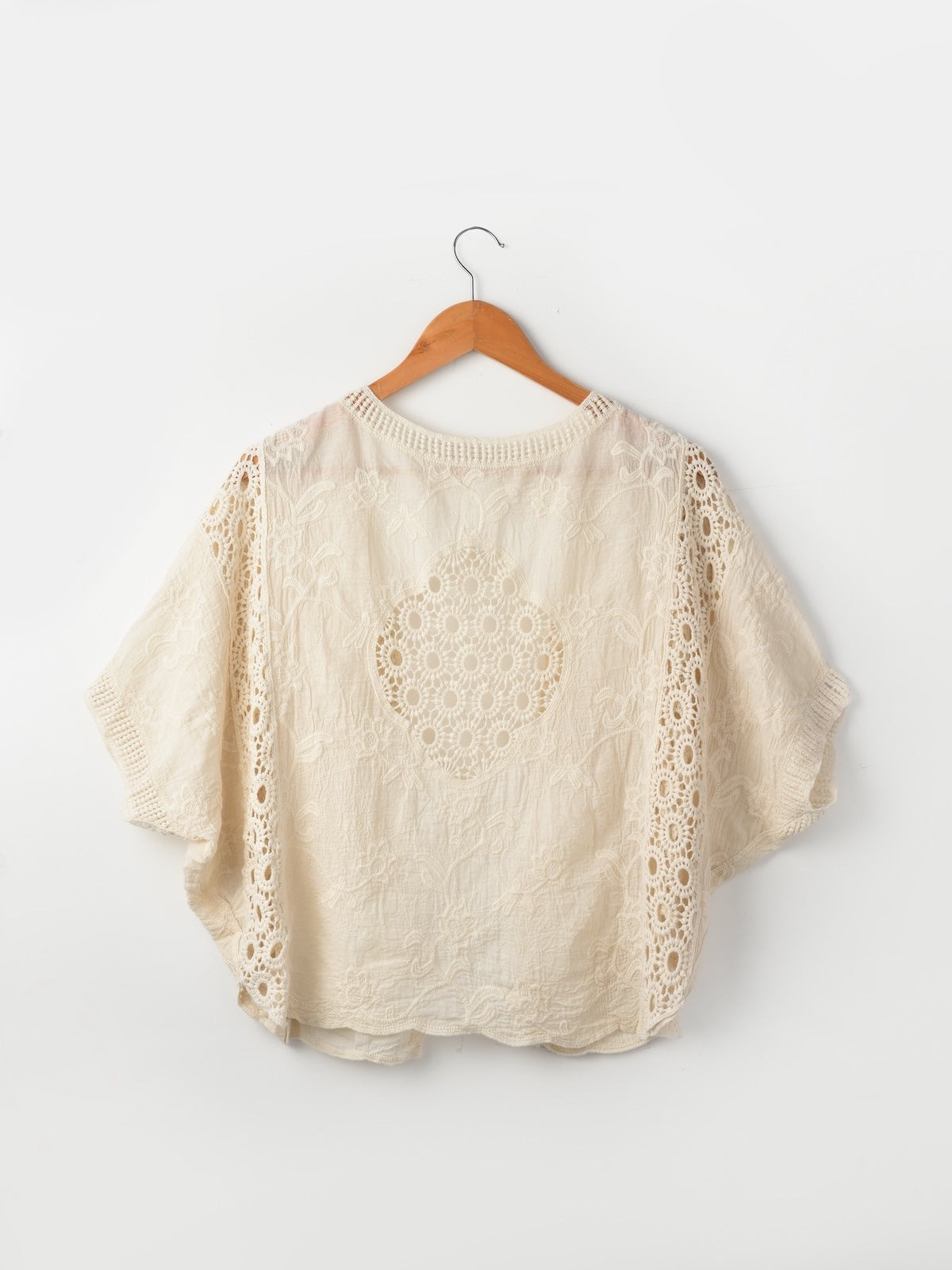 Crosa - Lace Open Front Cardigan with Batwing Sleeves