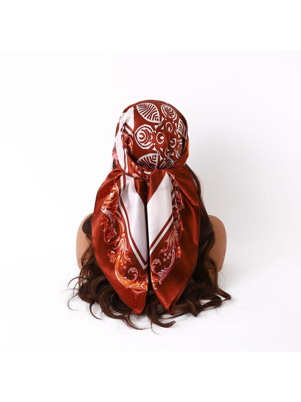 Scarvii - Vibrant Baroque Scroll Printed Square Scarf