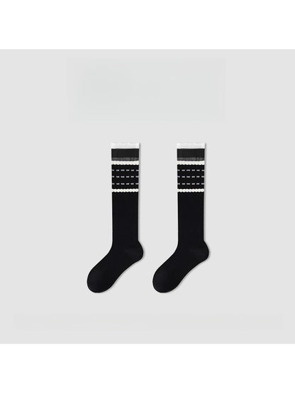 Rufia - Preppy Patchwork Pattern Crew Socks
