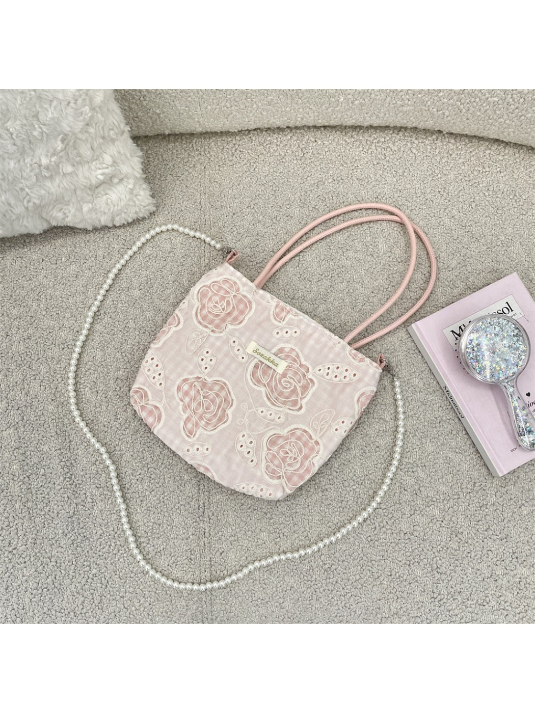 Cosbai - Embroidered Floral Mini Crossbody Bag