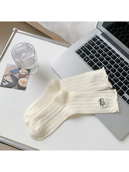 Rufia - Cat Embroidery Ribbed Crew Socks product image 6