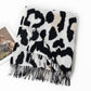 Scarvii - Black Cow Print Tassel Scarf