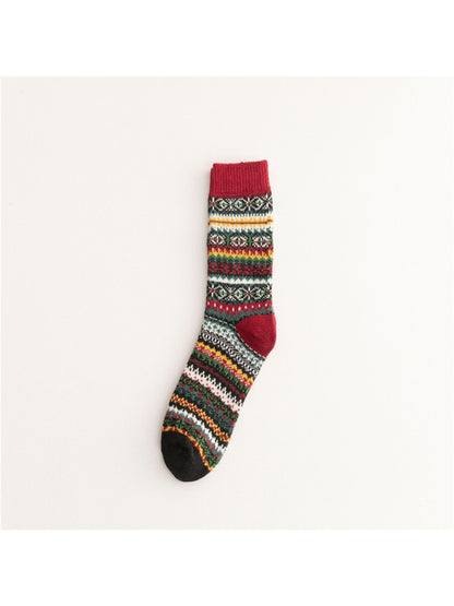 Rufia - Knitted Mid-calf Winter Socks with British Style