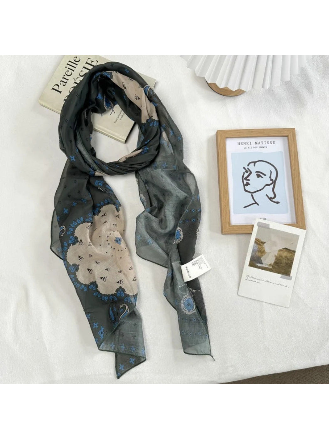 Scarvii - Vintage Pattern Sheer Print Scarf
