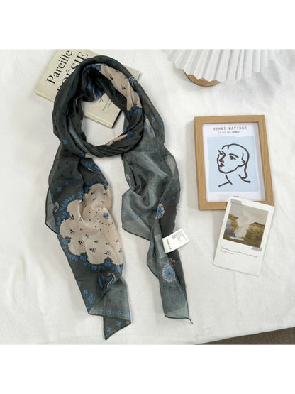 Scarvii - Vintage Pattern Sheer Print Scarf