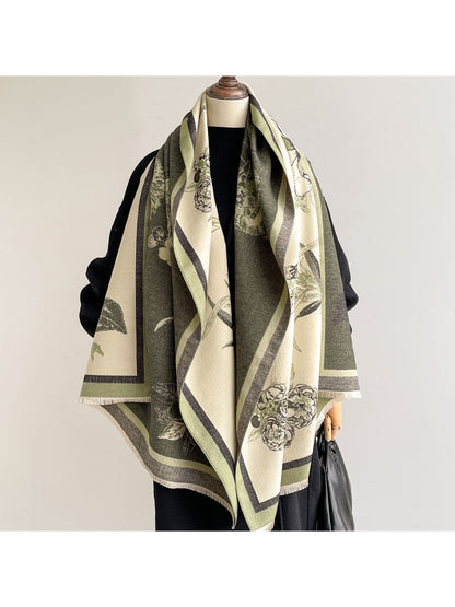 Scarvii - Floral Border Fringed Shawl