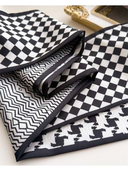 Scarvii - Patchwork Contrast Skinny Scarf