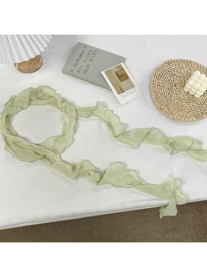 Scarvii - Slim Ruffle Edge Decorative Long Scarf