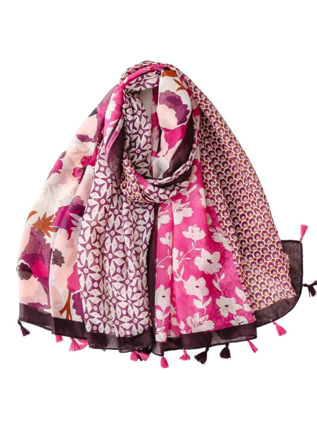 Scarvii - Pink Bohemian Floral Travel Scarf for Women