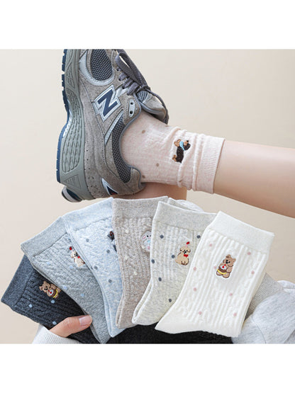 Rufia - Winter Mid-Calf Socks with Cartoon Animal Pattern