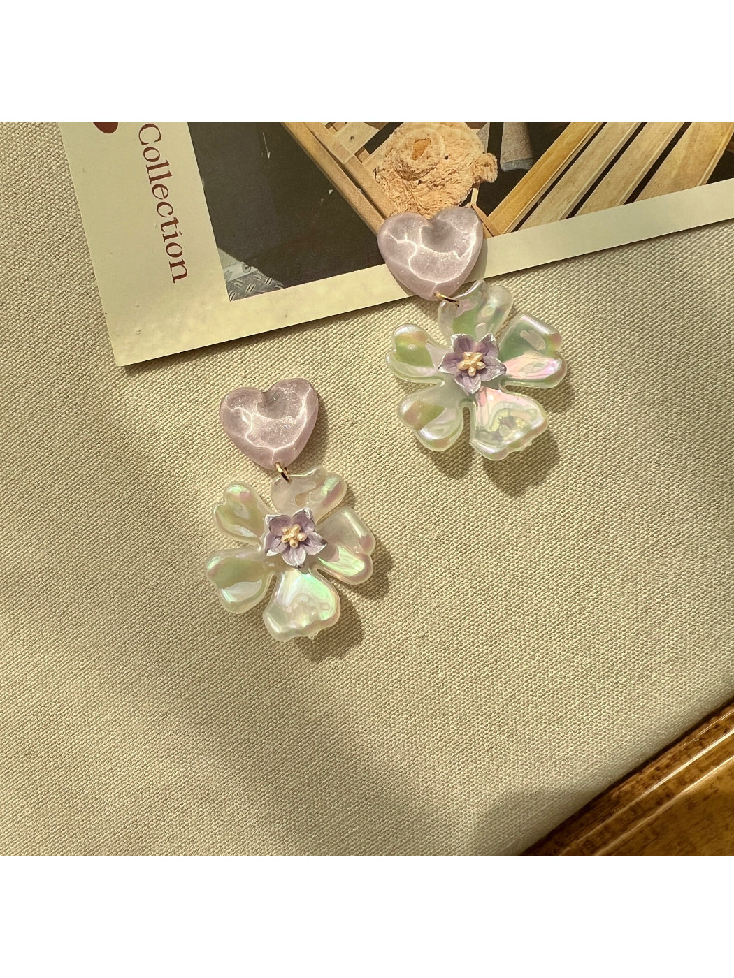 Earwish - Heart Flower Statement Earrings