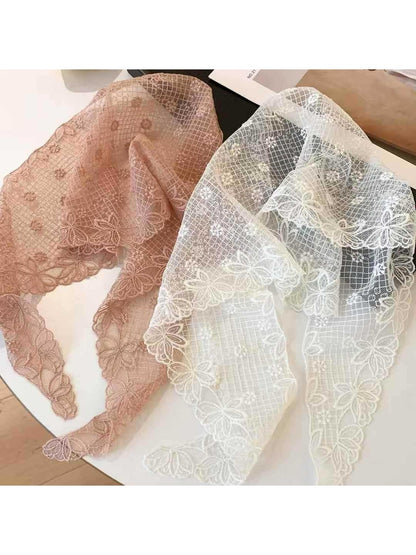 Scarvii - Floral Lace Embroidered Triangle Bandana