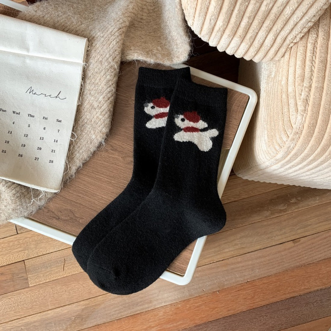 Rufia - Thickened Mid-Calf Socks with Dog Pattern