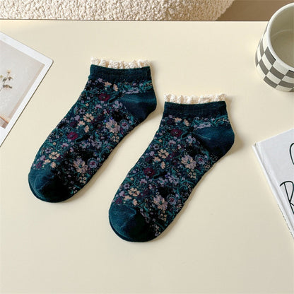 Rufia - Floral Lace Trim Ankle Socks