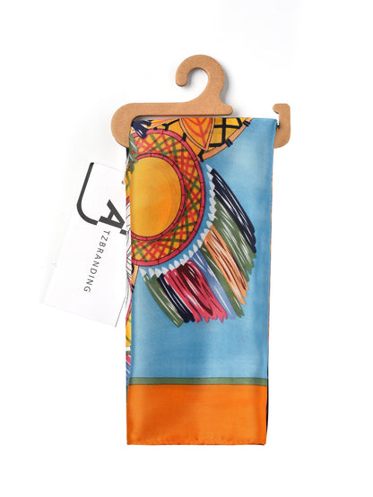 Scarvii – Abstract Bloom and Stripe Print Long Scarf