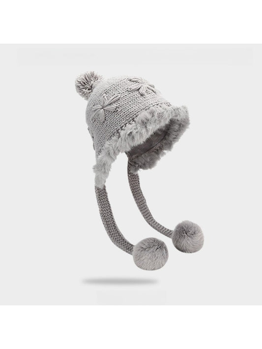 Haila – Solid Embroidered Winter Earflap Beanie