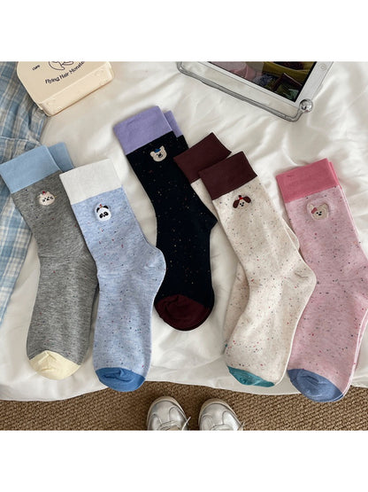 Rufia - Colour Block Animal Crew Socks