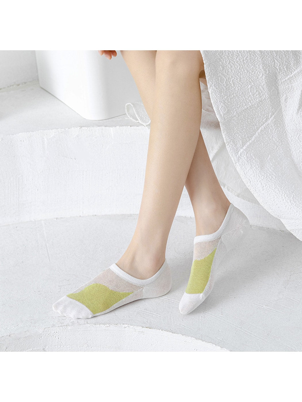 Rufia - Green Tone Pattern Low Ankle Socks