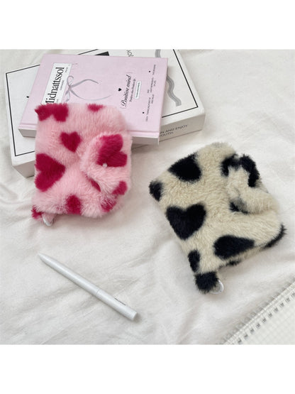 Cosbai - Plush Pattern Mini Pouch Heart