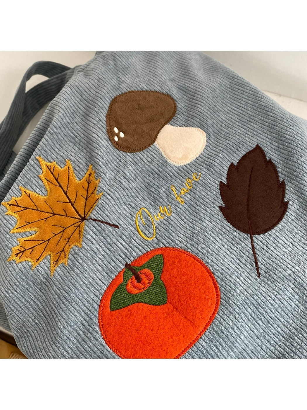 Cosbai – Embroidered Corduroy Tote Bag