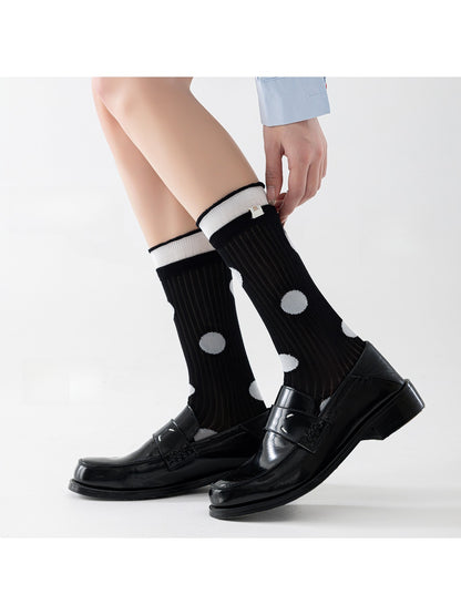 Rufia - Polka Dot Ruffle Trim Crew Socks