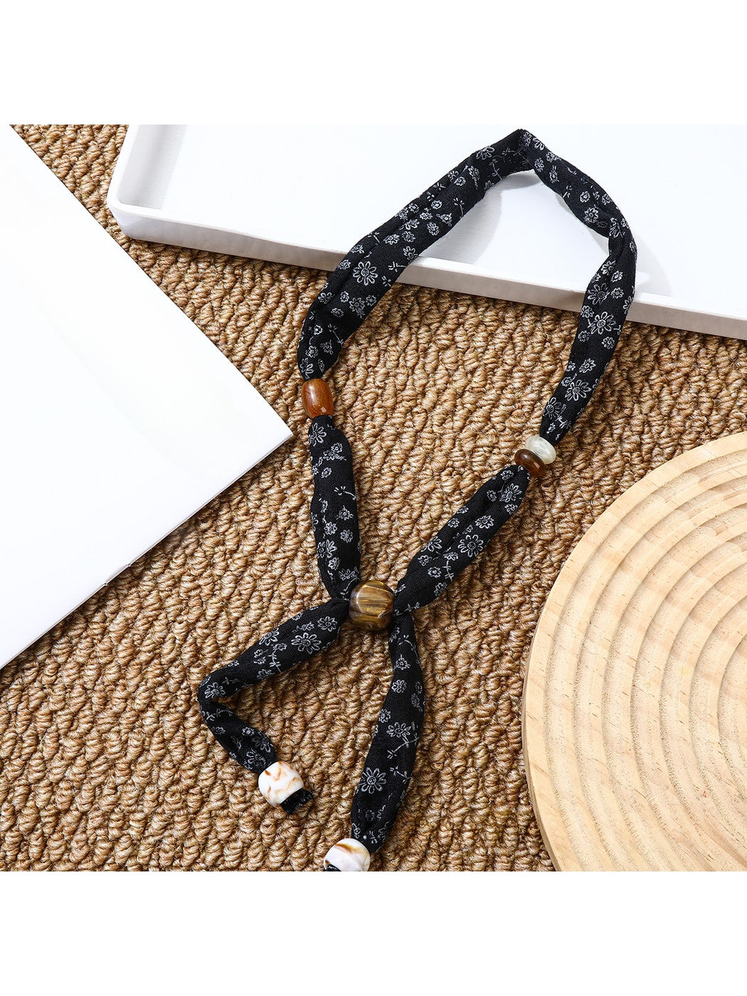 Scarvii - Decorative Long Beaded Fashion Narrow Scarf