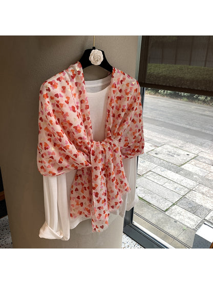 Scarvii - Heart Pattern Plain Weave Shawl Scarf