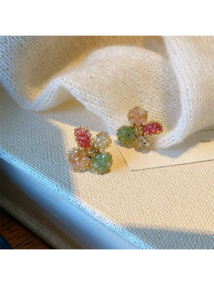 Earwish Crystal Blossom Cluster stud earrings displayed on a white background