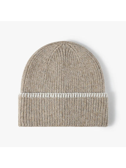Haila - Contrast-Stitch Cuffed Knit Beanie