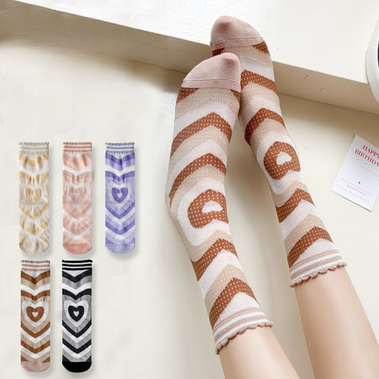 Rufia - Hollow Heart Pattern Mid-Calf Stockings