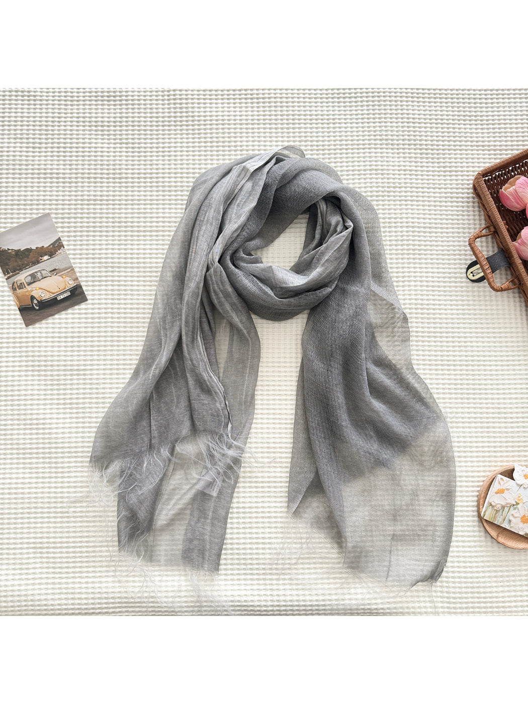 Scarvii - Fringe Edge Woven Long Scarf