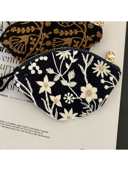 Cosbai - Pull-String Embroidery Keychain Pouch