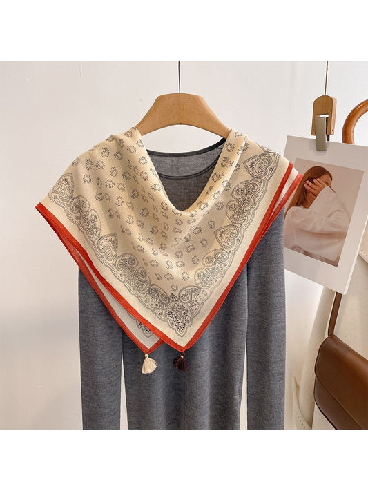 Scarvii - Classic Paisley Border Printed Square Scarf