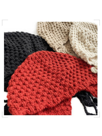 Haila - Women's Boho Knitted Beanie with Fringe and Pompom