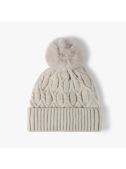 Haila - Cable Knit Pom-Pom Cuffed Beanie