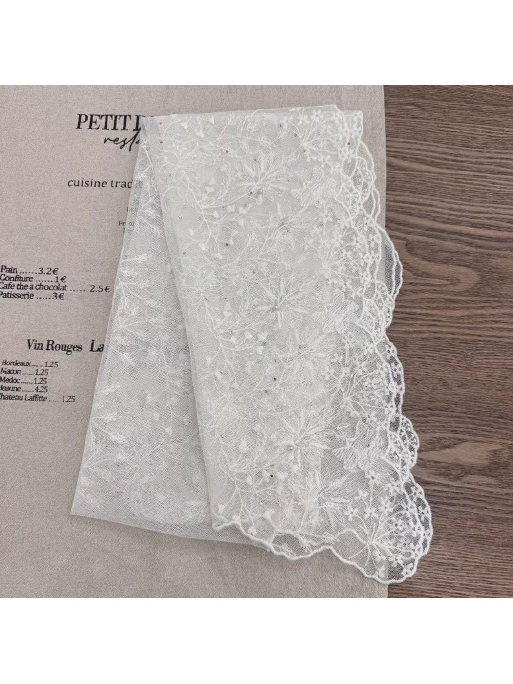 Scarvii - Scalloped Edge Lace Long Styling Scarf