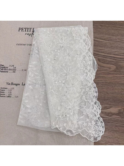 Scarvii - Scalloped Edge Lace Long Styling Scarf