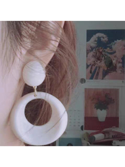 Earwish - Ivory Circle Drop Earrings