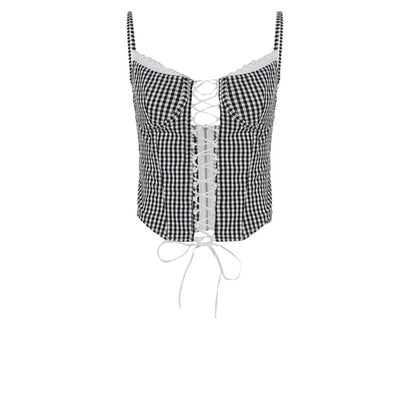 Vesty - Check Lace Bandeau Camisole - Sweet & Spicy